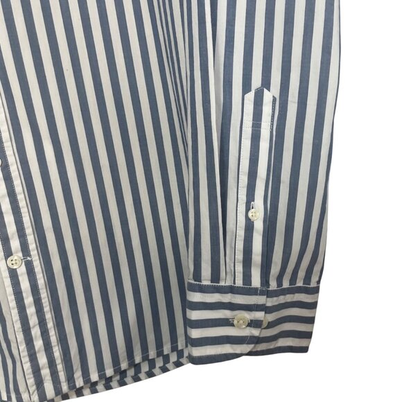 Lands End Button Down Shirt Mens XL Blue White Striped Traditional Fit - Picture 6 of 9